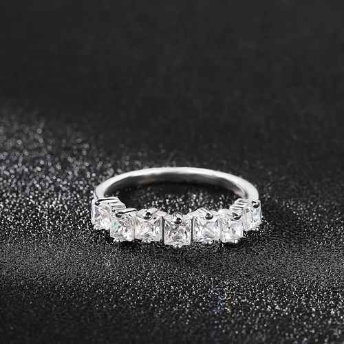 Vista 3 de Sterling Silver Wedding Band for Women, CZ Cubic Zirconia Rings White Gold Plated Half Eternity Ring Size 5-10
