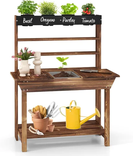 Vista 9 de Costzon Cocina de barro, cocina de juego al aire libre con fregadero, grifo, estufas y accesorios de cocina, estante de almacenamiento, carrito