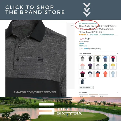 Vista 9 de Three Sixty Six Quick Dry Golf Shirts for Men - Moisture Wicking Short-Sleeve Casual Polo Shirt