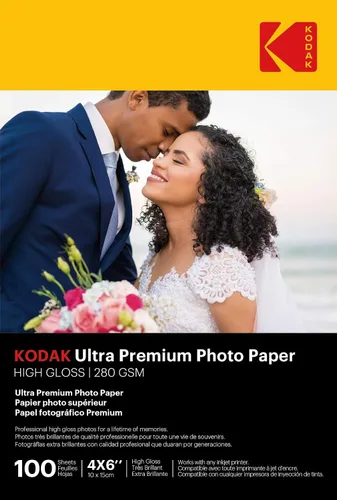 Vista 15 de Kodak Papel fotográfico brillante de 4 x 6 pulgadas, 100 unidades de 66 libras - 8.47 oz/m (41175-9891181). Este producto no es compatible