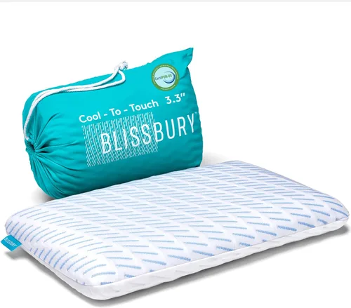 Vista 14 de BLISSBURY Almohada súper fina de 2.2 pulgadas para dormir, almohada plana de espuma viscoelástica premium fría al tacto para dormir boca abajo