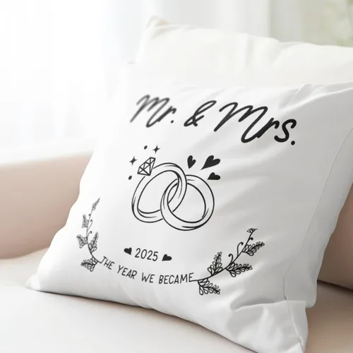 Vista 6 de Mr and Mrs - Fundas de almohada para regalos de boda de 18 x 18 pulgadas, regalos de boda para parejas 2025, recién casados, novios, regalos