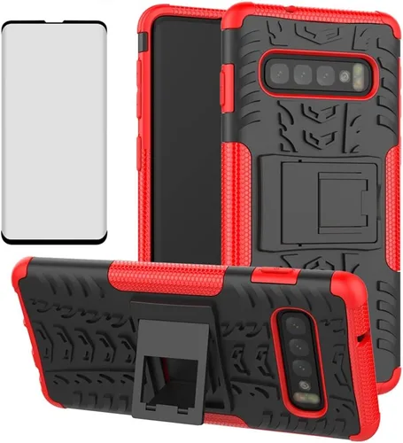 Vista 9 de Asuwish Funda de teléfono para Samsung Galaxy S10 con protector de pantalla de vidrio templado y soporte delgado, híbrida, resistente, funda Verde