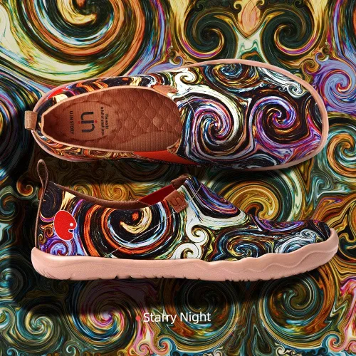 Vista 2 de UIN Mocasines pintados para hombre, zapatos de viaje sin cordones, zapatos de lona para caminar, casuales, ligeros, cómodos, a la moda, Toledo