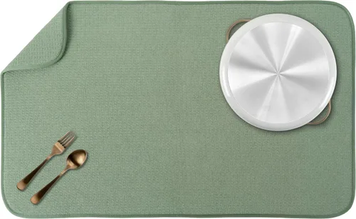 Vista 11 de S&T INC. Tapete de microfibra para secado de platos, reversible y absorbente para cocina, de 16 x 18 pulgadas, color negro