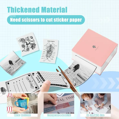 Vista 7 de Papel adhesivo térmico transparente de alta definición, impresión instantánea, compatible con papel de impresora Phomemo M02/M02
