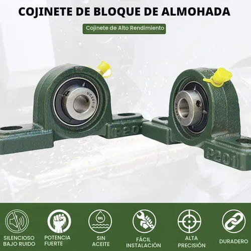 Vista 3 de Paquete de 2 UCP201-8 Rodamientos de Bloque de Almohada - Rodamientos de Bloque de Almohada Montados de 1/2" Base de Hierro Fundido Sólido