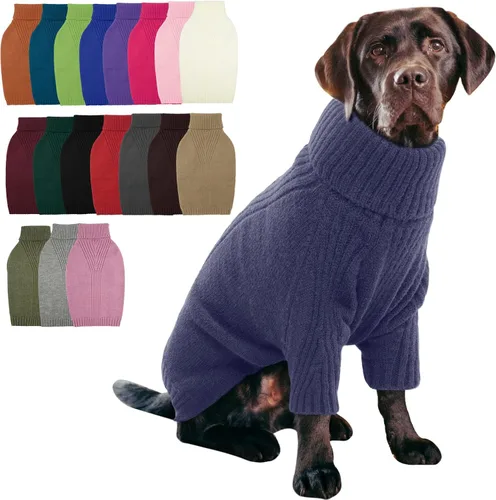 Vista 32 de IECOii Suéter de perro salchicha de cuello alto para perros pequeños, medianos y hembras, elástico y transpirable, abrigo de punto cálido, para Negro