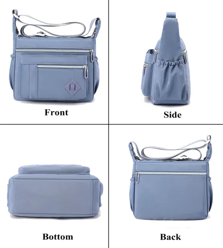 Vista 3 de BASICPOWER Bolso cruzado para mujer, múltiples bolsillos, ligero, impermeable, bolso de mano de viaje