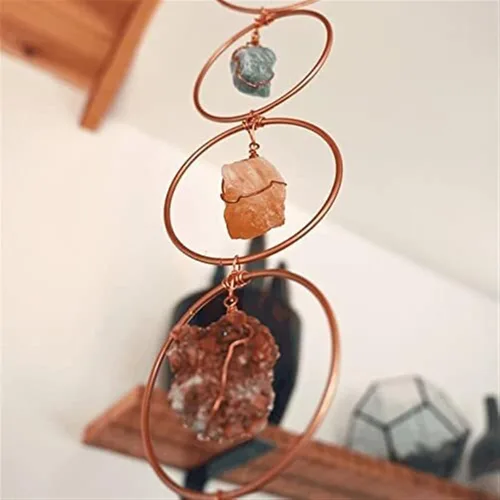 Vista 7 de Piedras preciosas de cristal de chakra crudo, decoración de pared de piedras preciosas de cristal crudo, adorno colgante de meditación, decoración