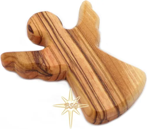 Vista 5 de Dacaret Factory Ángel de la guarda de madera de olivo, cabe en la mano y el bolsillo Reduce el estrés y la ansiedad Ángel de palma Figuras