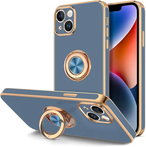Vista 9 de Hython Funda para iPhone 14 Plus con soporte de anillo [soporte de anillo giratorio de 360° con soporte magnético] [Soporte de montaje en automóvil]