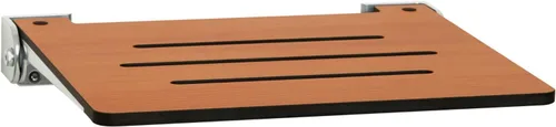 Vista 21 de Seachrome Asiento de ducha plegable Silhouette Slimline de 18 pulgadas, para montaje en pared, asiento rústico de teca con marco plateado