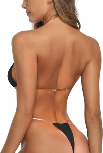 Vista 2 de SHERRYLO Tanga Bikini Correas transparentes Cheeky Brasileño Micro Tangas Bikinis Traje de baño para las mujeres Sexy No Tan Line Traje de baño
