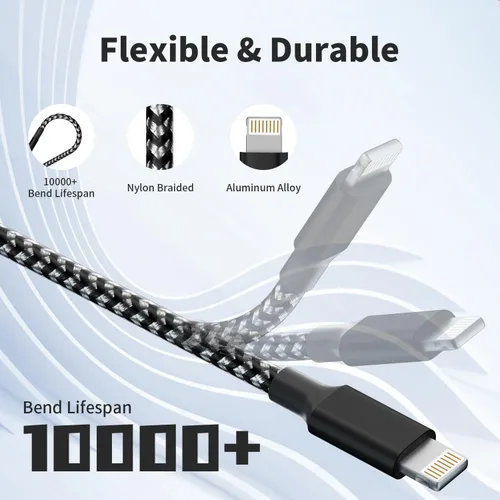 Vista 4 de Travel Essentials - Cable de carga múltiple 3 en 1, cable de carga universal para teléfono Micro USB Cable with Type-C, Micro USB,IP Port, Travel