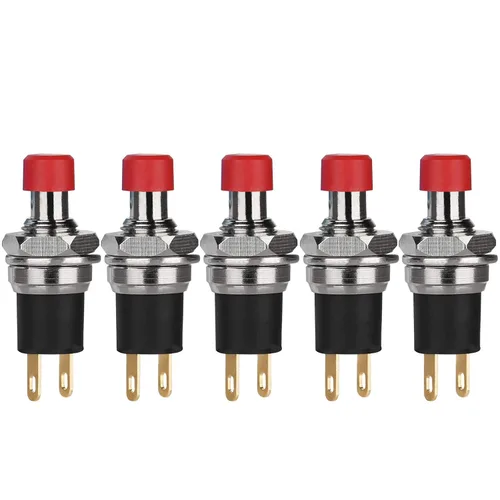 Vista 11 de 5 piezas de interruptor de botón de presión de tipo de cierre automático SPST Dash ON/Off azul AC 250V/3A