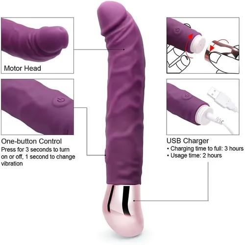 Vista 4 de Vibrador realista recargable para mujeres, estimulación del punto G y del clítoris con 10 modos de vibración, juguete sexual para adultos