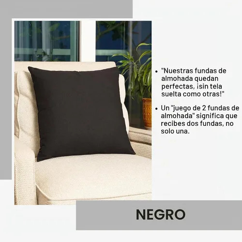 Vista 6 de RELY+ Fundas de cojín de algodón negras de 16"x16" Juego de 2 Fundas decorativas con cremallera para cojines, para sofá, casa de campo y sala
