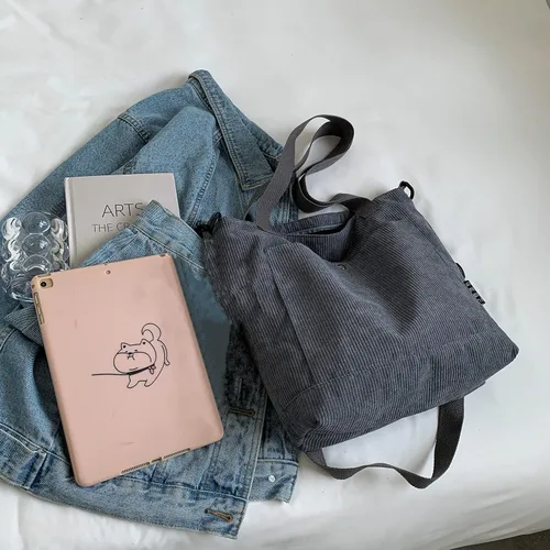 Vista 5 de Croduroy - Bolso bandolera con cremallera, bolso de hombro estilo hobo para trabajo, compras, viajes
