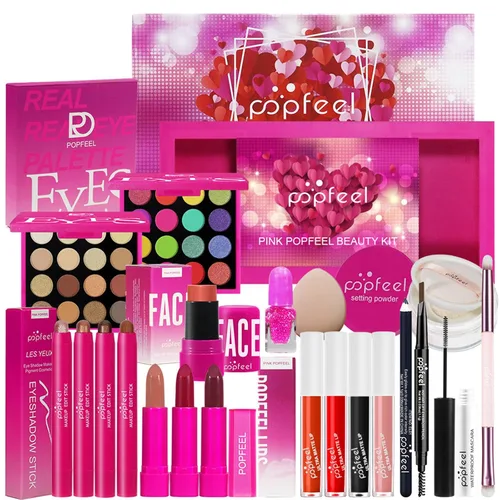 Vista 15 de Kit de maquillaje todo en uno rosa intenso para mujeres, kit completo, regalo de maquillaje para el día de la madre, para mujeres y niñas, paquete
