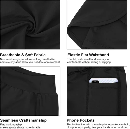 Vista 6 de Zando Pantalones cortos atléticos de cintura alta para pantalones cortos casuales de verano con bolsillos para mujer, pantalones cortos de correr