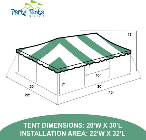Vista 3 de Party Tents Direct Carpa para Fiesta de 20x30 - Marco de Acero - Gazebo al Aire Libre, Pabellón, Sombrilla para Sol, Refugio para Acampada - Verde