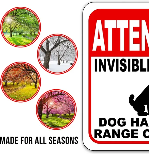 Vista 3 de Letrero de valla invisible para perros – Dog Has Full Range of Yard, letreros de advertencia para el hogar, decoración de casa de perro, letrero