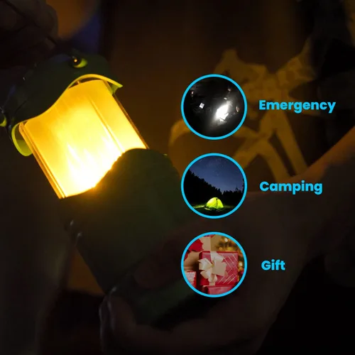 Vista 6 de Lichamp Paquete de 4 linternas LED para campamento, velas plegables sin llama, velas de té, luces de campamento portátiles a batería, kit de Gris