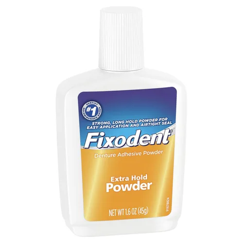 Vista 2 de Fixodent Polvo adhesivo para dentaduras postizas, sujeción extra - 1.6 oz