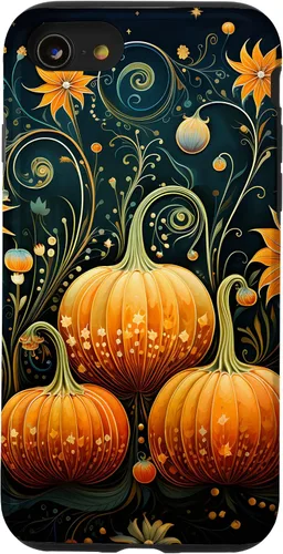 Vista 18 de Funda floral para iPhone 16 Pumpkins Vintage Otoño Otoño