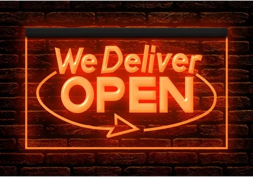 Vista 8 de 110020 We Deliver Open Services Cafe Fast food Shop Restaurant Display LED Light Neon Sign (12" X 8", 16 Colors By Remote)