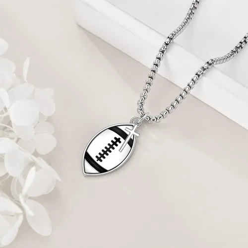 Vista 2 de YFN Collar deportivo de plata de ley con colgante "I Can Do All Things", joyería para mujeres, hombres, niños y niñas