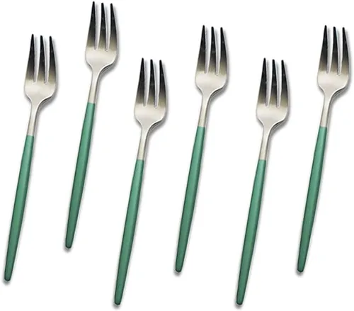 Vista 17 de JASHII Matte Modern - Juego de cubiertos de acero inoxidable 304 con mango redondo verde, juego completo de lujo que incluye cuchillo