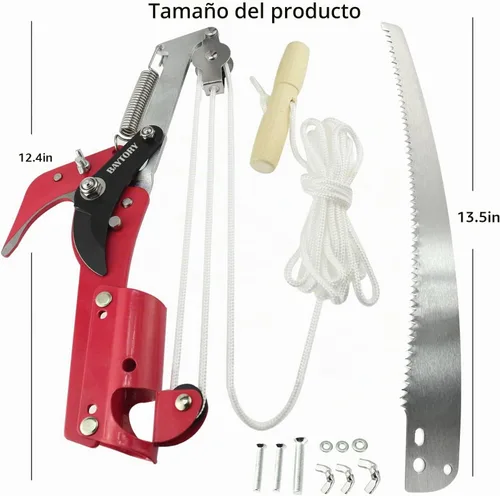 Vista 3 de BAYTORY - Podadora de árbol extensible con cabeza de sierra sin poste, tijeras de podar para ramas de gran altitud, podadora cosechadora