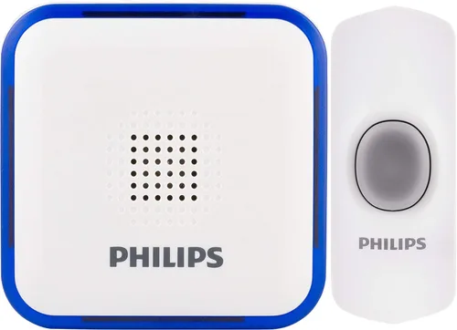 Vista 7 de Kit de timbre inalámbrico Philips, receptor operado por batería, 1 botón, 2 melodías, 4 niveles de volumen, rango de 150 pies, color blanco