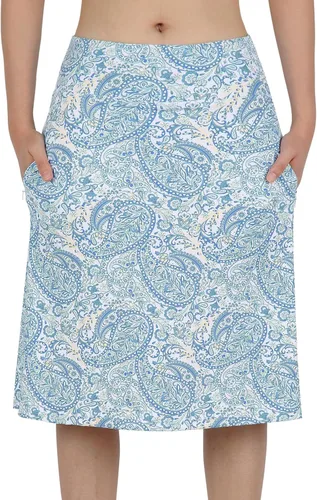 Vista 2 de Falda pantalón hasta la rodilla para mujer con bolsillos, falda midi con pantalones cortos integrados, falda de tenis de golf para uso casual