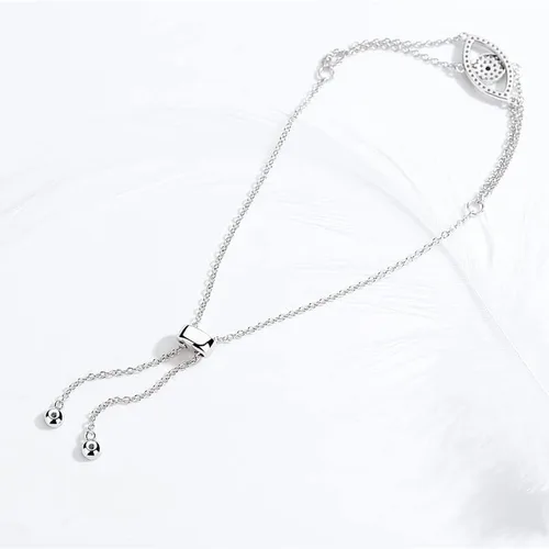 Vista 5 de Pulsera de oro de 14 quilates de moissanita contra el mal de ojo para mujer, delicada pulsera de cadena ajustable Hamsa hueca, pulsera de la suerte