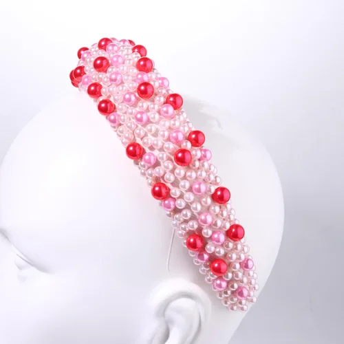 Vista 7 de Diademas de cristal para mujer, diadema acolchada de perlas para el día de San Valentín, con diamantes de imitación y perlas de imitación