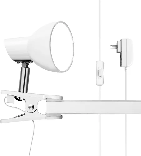 Vista 9 de Lámpara LED con clip, luz de escritorio súper brillante de 5 W, rotación de 330° con abrazadera en el escritorio/mesa/cabecero de cama/armario, Azul