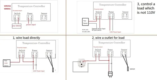 Vista 5 de AC 110V Controlador Digital de Temperatura en Fahrenheit 10A 1 Relé con Sonda de Sensor de Temperatura NTC 10K