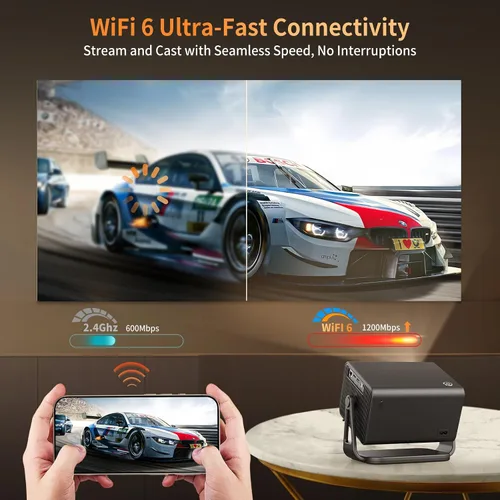 Vista 6 de Proyector 4K con Wifi y Bluetooth 800ANSI, proyector de cine INFGO con NETFLIX/Prime Video/YouTube integrado, tienda de aplicaciones dual