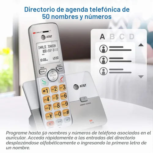 Vista 2 de AT&T EL51303 3 teléfonos inalámbricos DECT 6.0 para el hogar con altavoz en el auricular bidireccional, pantalla retroiluminada, teclado iluminado