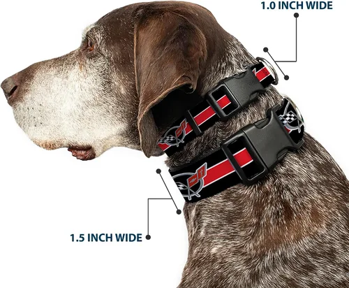 Vista 2 de Collar de perro Clip de plástico Corbeta C5 Logo Stripe Negro Blanco Rojo Gris Repetir 9 a 15 pulgadas 1.0 Pulgadas Ancho