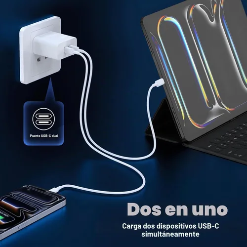 Vista 4 de Bloque de carga USB C, cargador rápido, paquete de 2 bloques de cargador de pared USB C rápido de 40 W, adaptador de corriente de enchufe de carga
