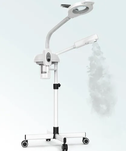 Vista 9 de TASALON Vaporizador facial profesional 2 en 1, vaporizador facial de ozono caliente para facial con lámpara de aumento 5X, vaporizador esteticista