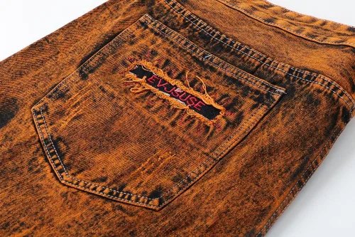 Vista 6 de utcoco Jeans clásicos de mezclilla para hombre, corte ajustado, cintura media, pierna recta, rasgados, desgastados, con parches de mezclilla clásicos