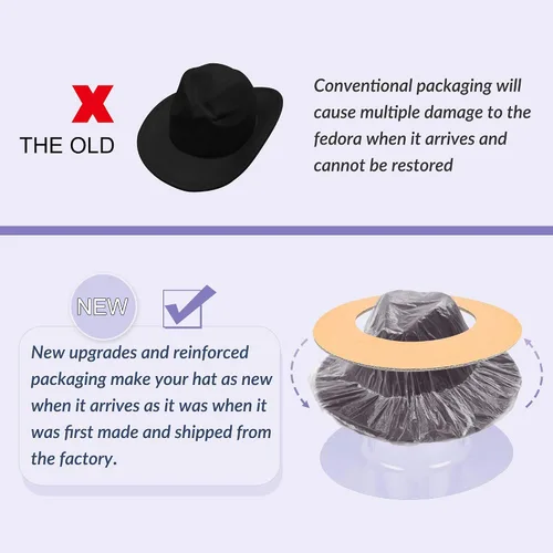 Vista 5 de Sombreros Fedora de ala ancha para mujeres y hombres, sombrero de vestir de dos tonos, sombrero de fieltro de Panamá en dos tamaños Audlt