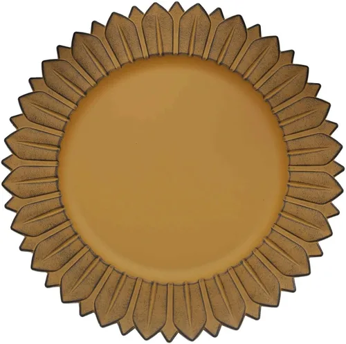 Vista 7 de Efavormart Paquete de 6 Platos Cargadores de Cena de Plástico de Girasol Amarillo Mostaza Mate de 13", Bandejas Redondas Desechables para Servir