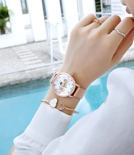 Vista 3 de Sweetbless Mechanical Reloj de pulsera analógico esqueleto auto-viento automático reloj