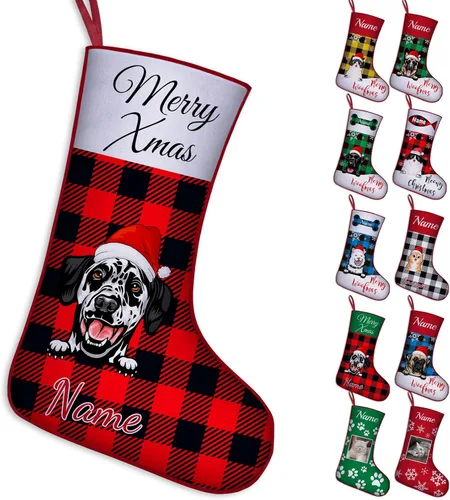 Vista 37 de Calcetines de Navidad personalizados para perros y gatos, 42 patrones de perros y mascotas, calcetines de Navidad personalizados con nombres, adorno